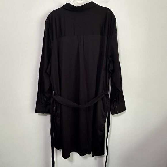 The Limited Short Sleeve Black Belted Shirt Dress Plus 4X Button Front Short NEW - Picture 10 of 11